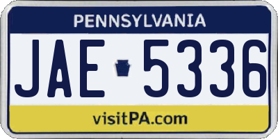 PA license plate JAE5336