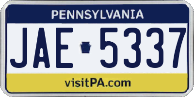 PA license plate JAE5337