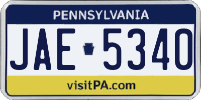 PA license plate JAE5340