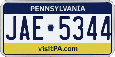PA license plate JAE5344