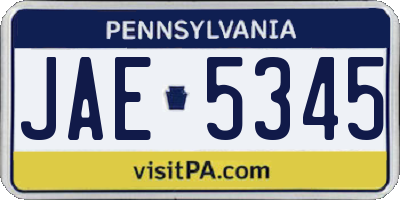 PA license plate JAE5345