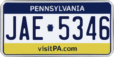 PA license plate JAE5346