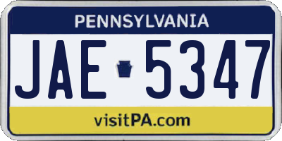 PA license plate JAE5347
