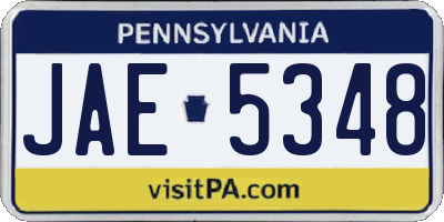 PA license plate JAE5348