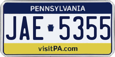 PA license plate JAE5355