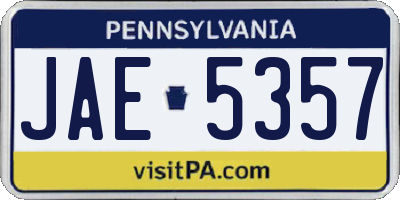 PA license plate JAE5357