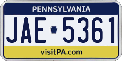 PA license plate JAE5361