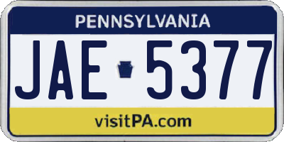 PA license plate JAE5377