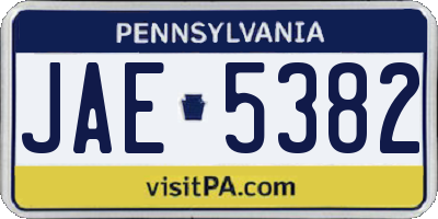 PA license plate JAE5382