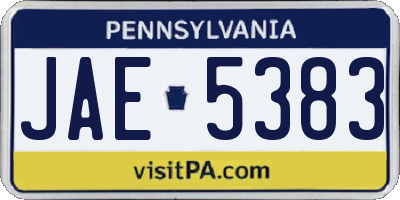 PA license plate JAE5383