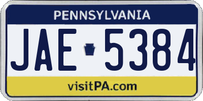 PA license plate JAE5384