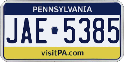 PA license plate JAE5385