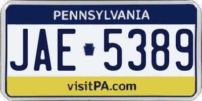 PA license plate JAE5389