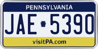 PA license plate JAE5390
