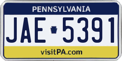 PA license plate JAE5391