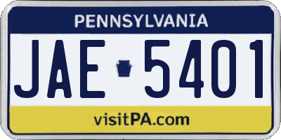 PA license plate JAE5401