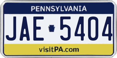 PA license plate JAE5404