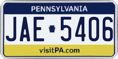 PA license plate JAE5406