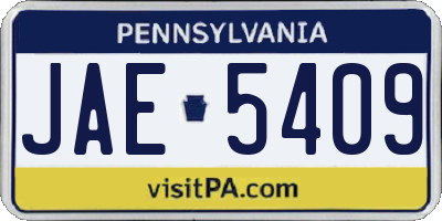 PA license plate JAE5409