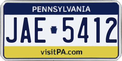 PA license plate JAE5412