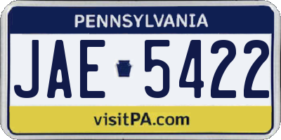 PA license plate JAE5422
