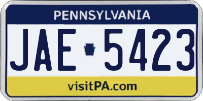 PA license plate JAE5423