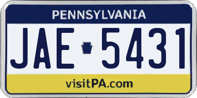 PA license plate JAE5431