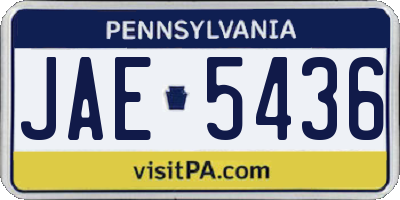 PA license plate JAE5436