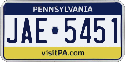 PA license plate JAE5451