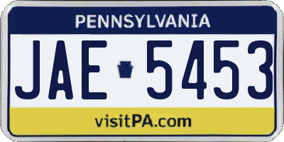 PA license plate JAE5453