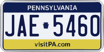 PA license plate JAE5460