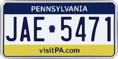 PA license plate JAE5471