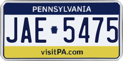 PA license plate JAE5475