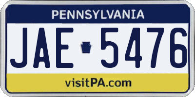 PA license plate JAE5476