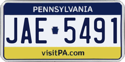PA license plate JAE5491