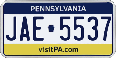 PA license plate JAE5537