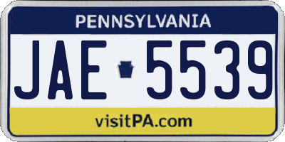 PA license plate JAE5539