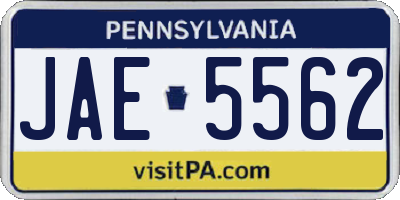 PA license plate JAE5562