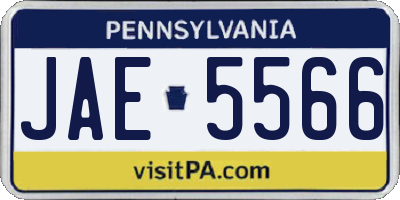PA license plate JAE5566
