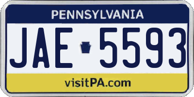 PA license plate JAE5593