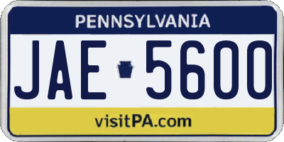PA license plate JAE5600