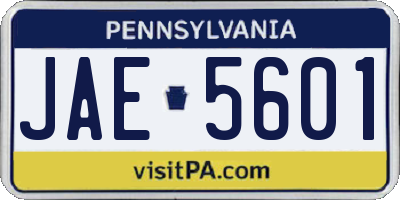 PA license plate JAE5601
