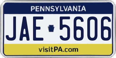 PA license plate JAE5606
