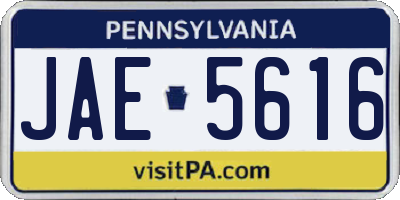 PA license plate JAE5616