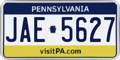 PA license plate JAE5627