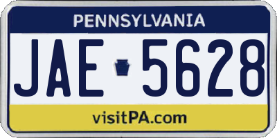 PA license plate JAE5628