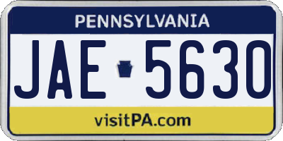 PA license plate JAE5630