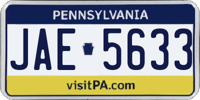 PA license plate JAE5633