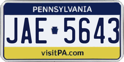 PA license plate JAE5643