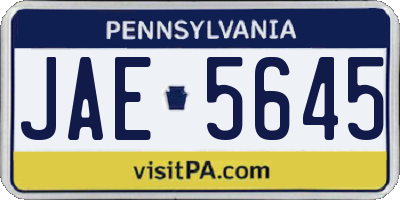 PA license plate JAE5645